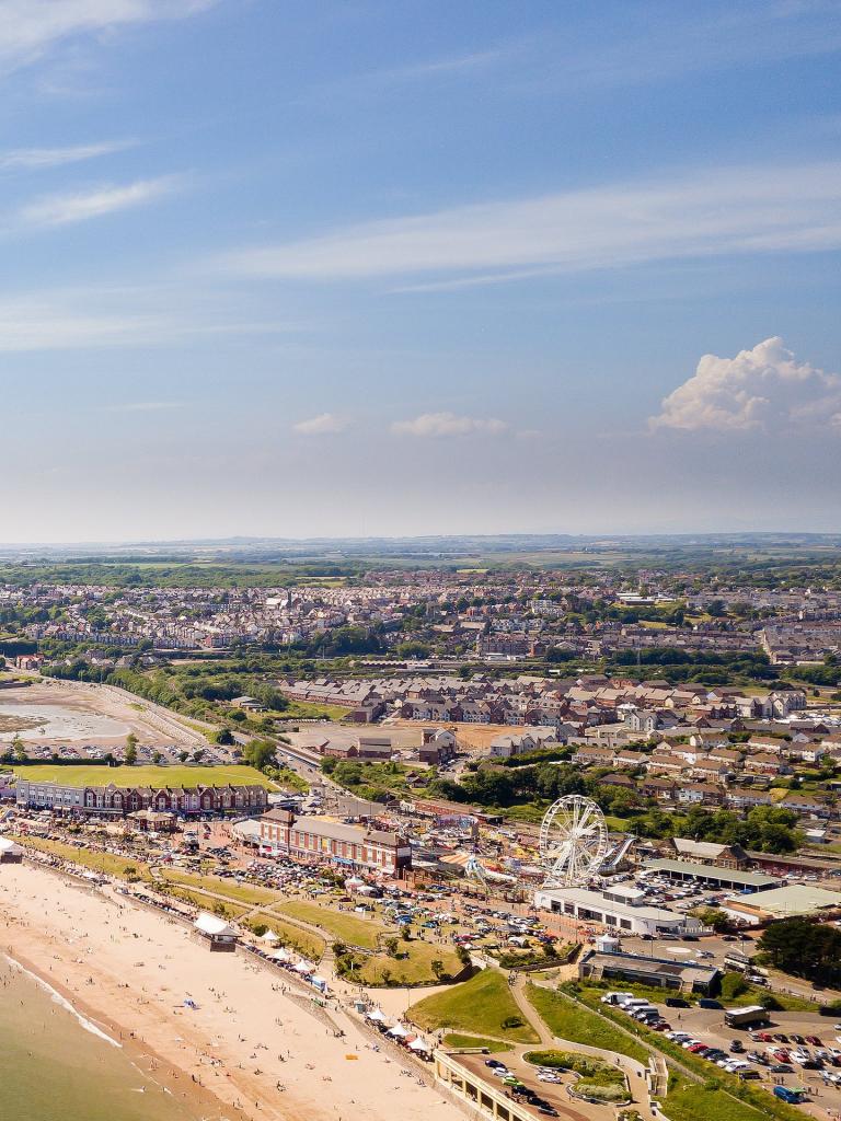 View from above overlooking the beach at Whitmore Bay and Barry Island.