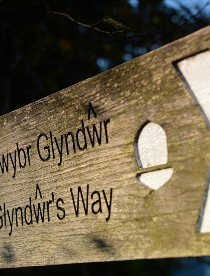 Glyndwr's Way wooden signpost