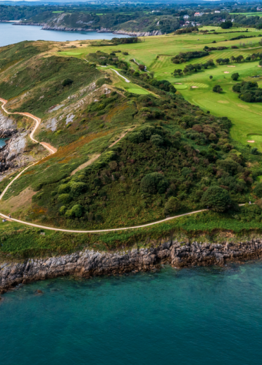 Luftbild der Wales Coast Path, Langland Bay, Halbinsel Gower