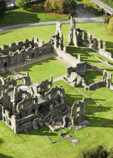 Aerial view of Neath Abbey.