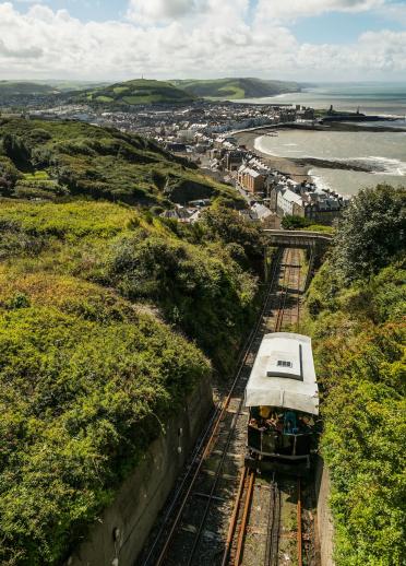 Blick auf die Aberystwyth Cliff Railway.