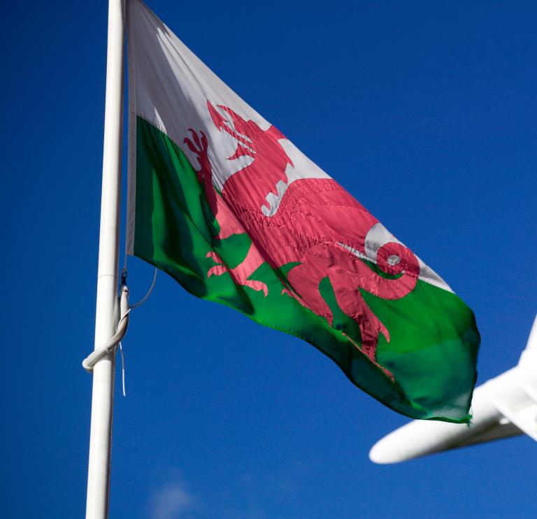 Die walisische Nationalflagge. 