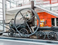 Coal wagon displayed at a museum.