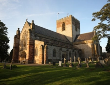 exterior of cathedral with graveyard.