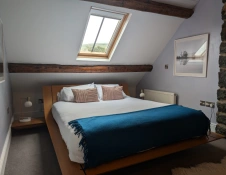 hotel attic bedroom.
