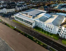 aerial view of Venue Cymru.