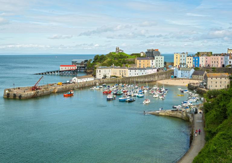 Looking down to Tenby harbour.