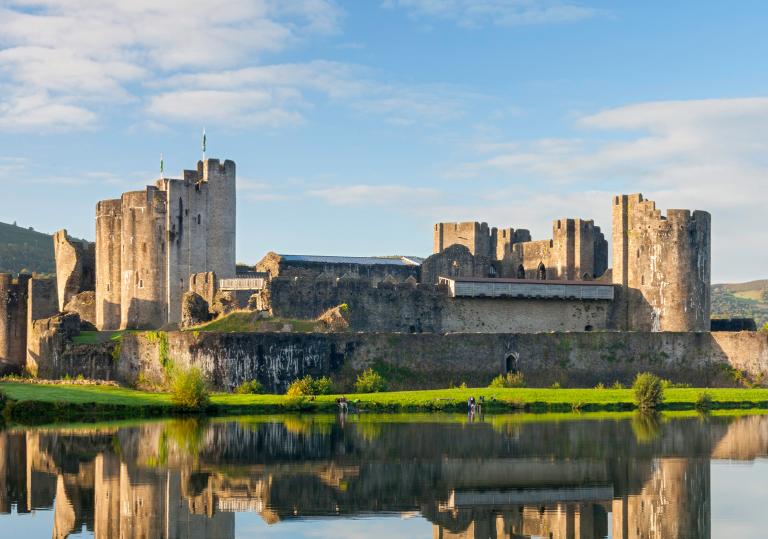 A picture of Caerphilly Castle's central island from the North.