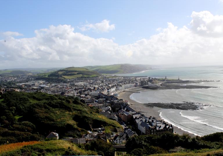 Aerial shot of Aberystwyth