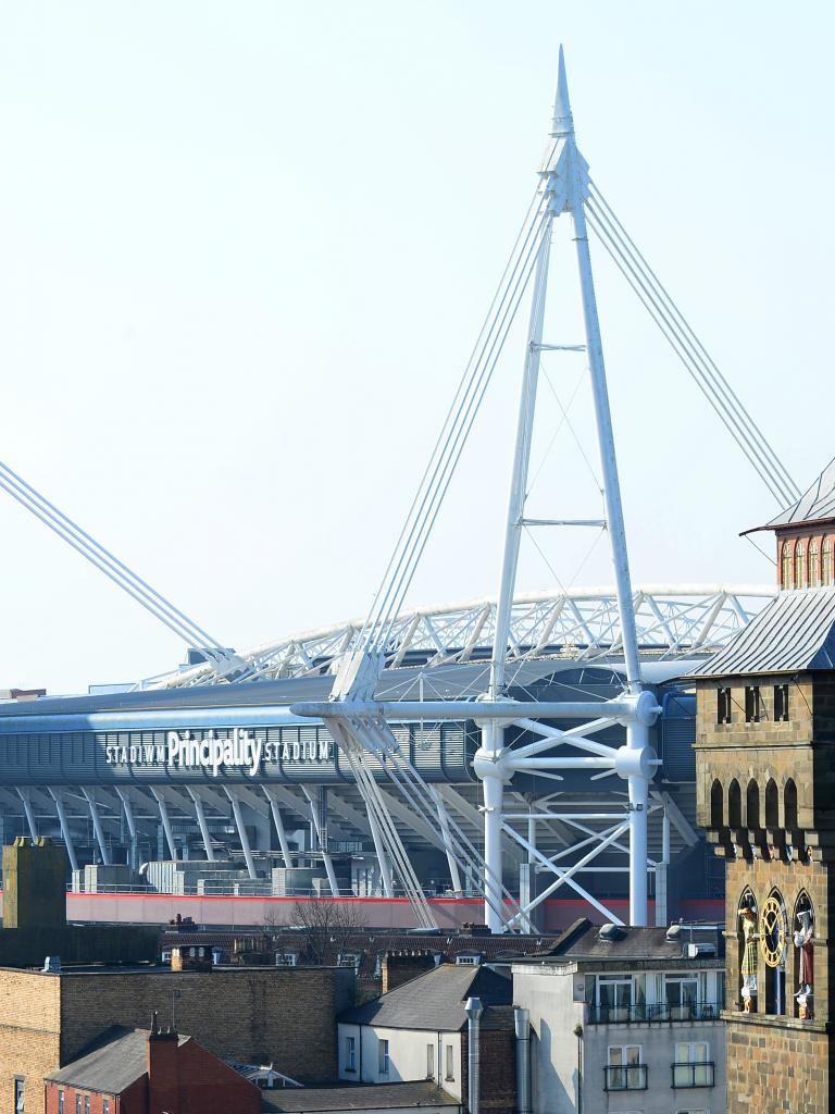 The Principality Stadium with Cardiff Castle