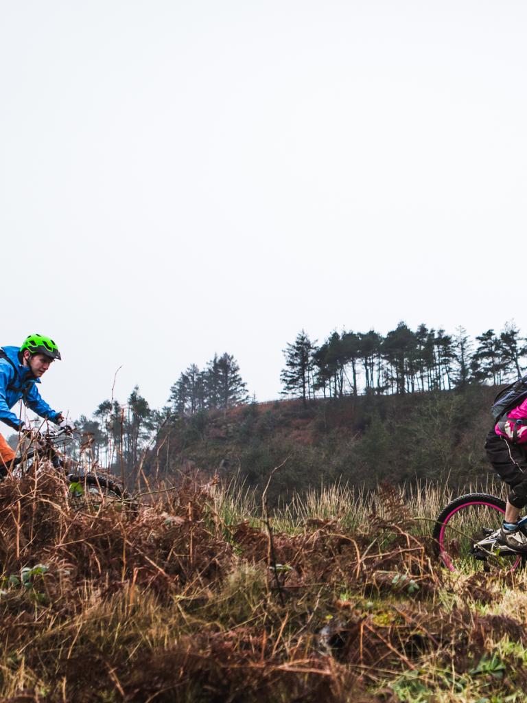 Two mountain bikers at Afan Forest Park.