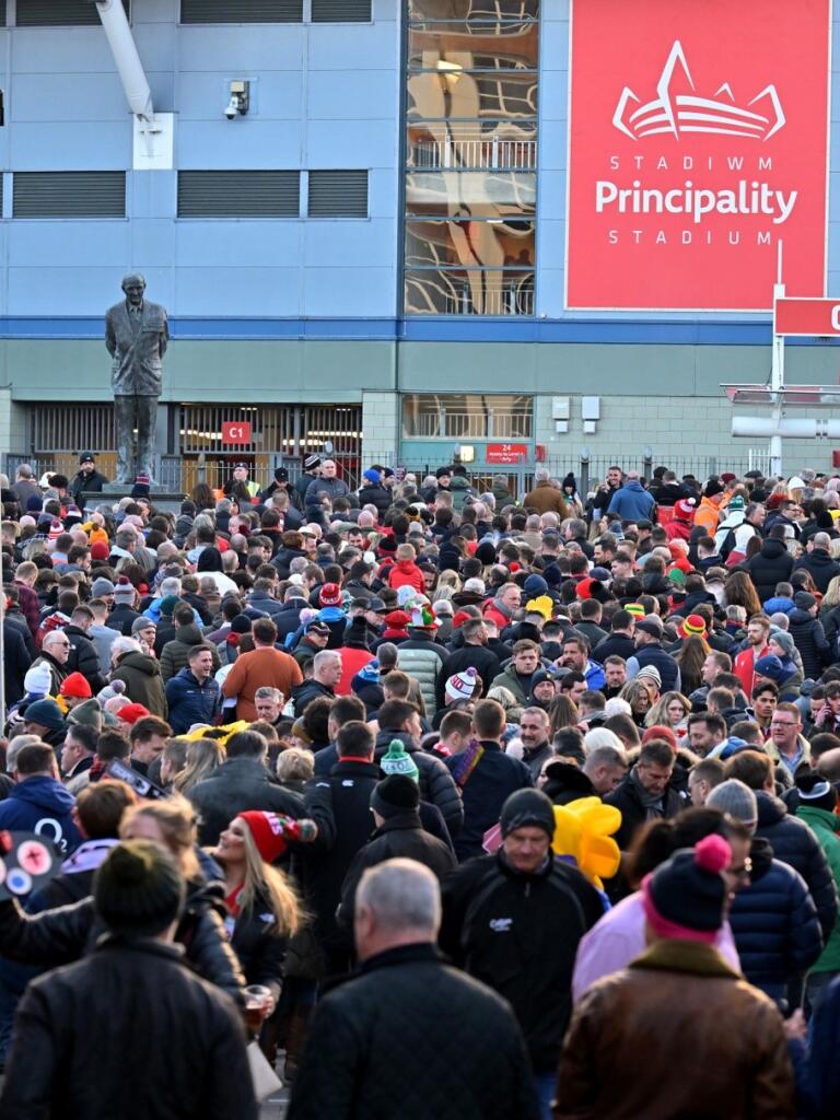 rugby fans outside Principality Stadium.