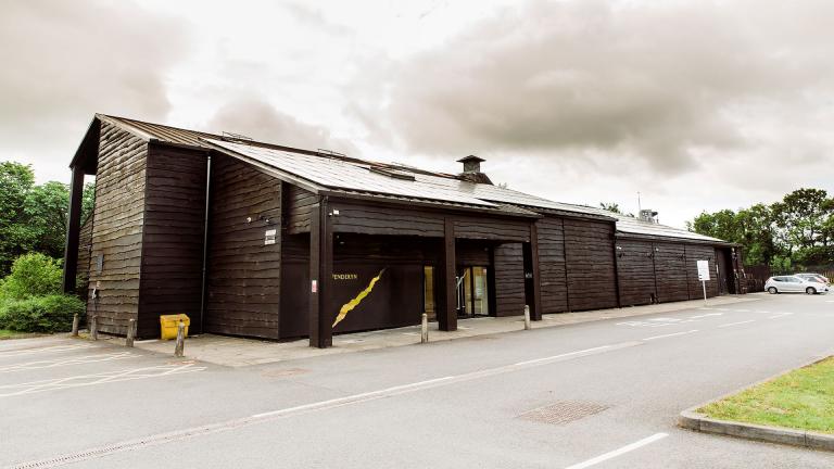 An external view of the building into Penderyn Distillery.
