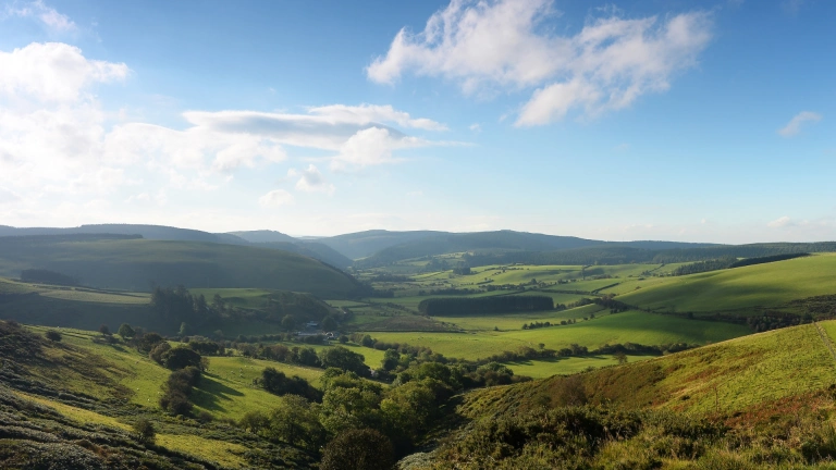 Views across farmland in Bwlch-y- Sarnau