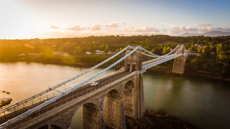 A large bridge crossing a river.