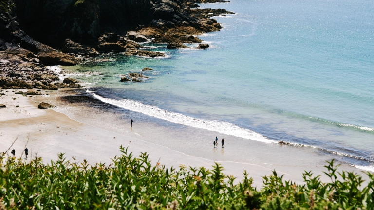 Aerial view of Caerfai Beach.