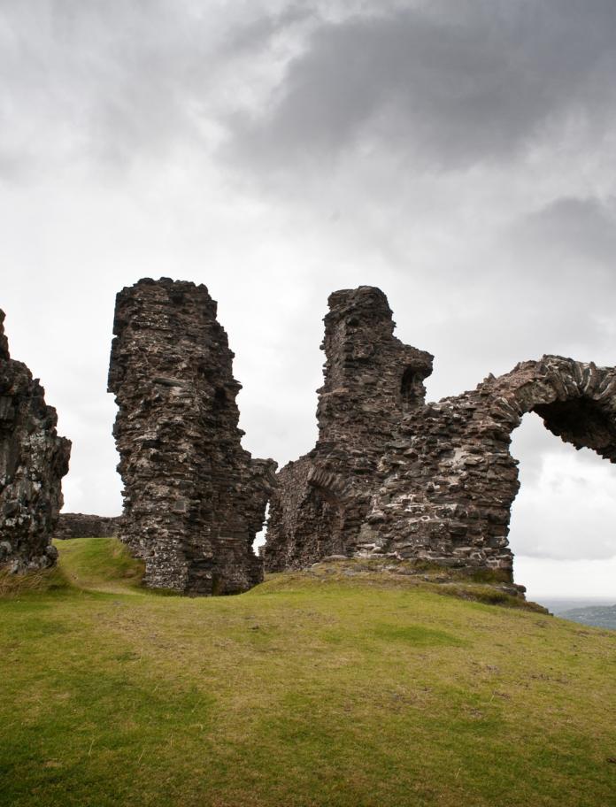 Castle ruins on a hillside