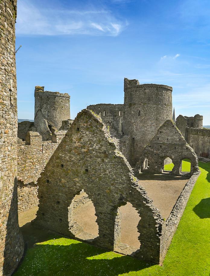 View of ruins on the inside of Kidwelly Castle