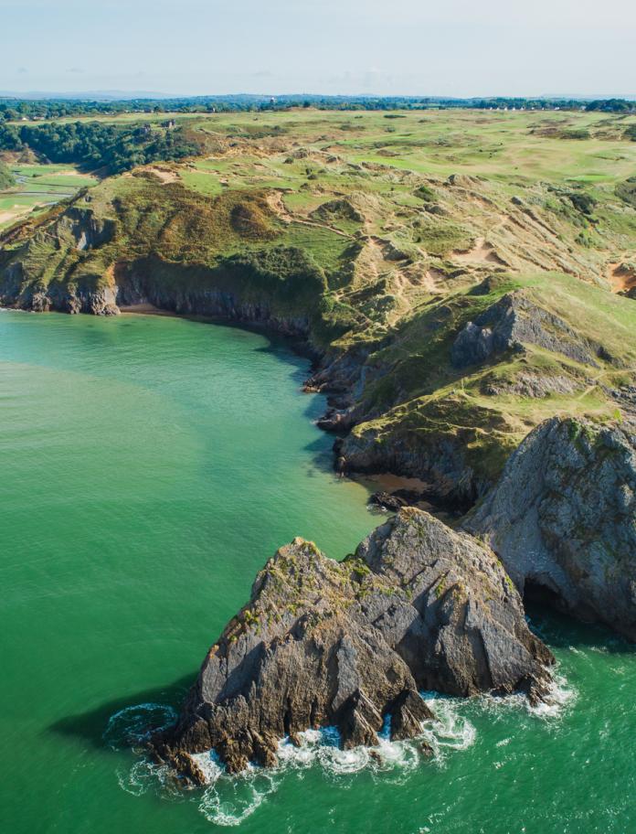 Three Cliffs Bay, Gower, from above.