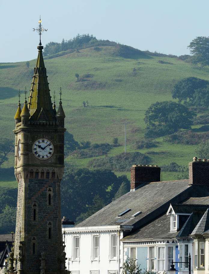 The clock tower in Machynlleth.