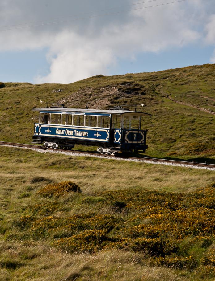 Image of the Great Orme Tramway climbing up the hill