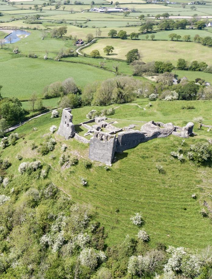 The ruins of Dryslwyn Castle from above.
