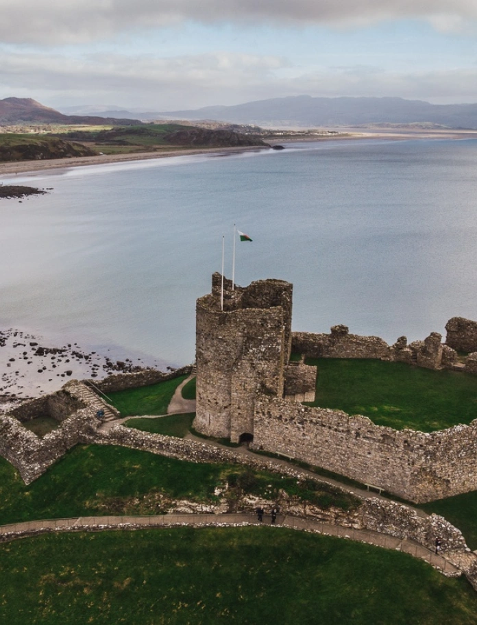 Criccieth with water in the backgroung