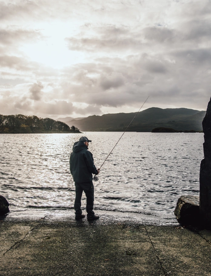 Angeln bei Llyn Trawsfynydd Nordwales.