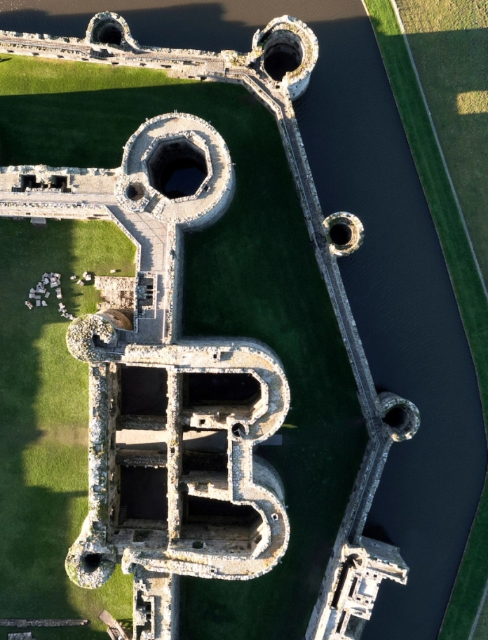 Aerial view of Beaumaris Castle.