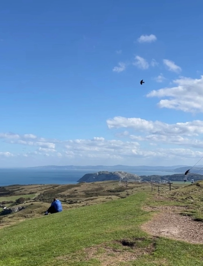 view of Great Orme on sunny day.