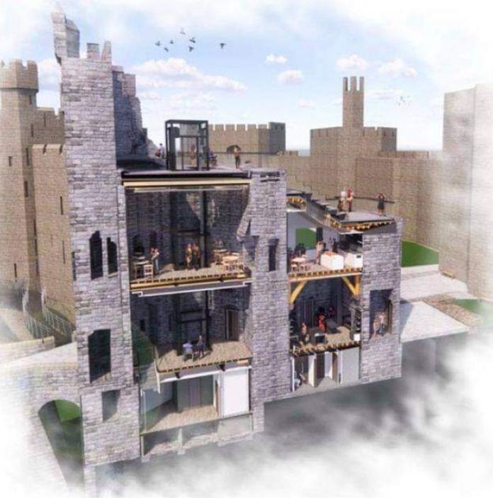 Exterior artist impression of new accessible visitor centre at Caernarfon Castle.
