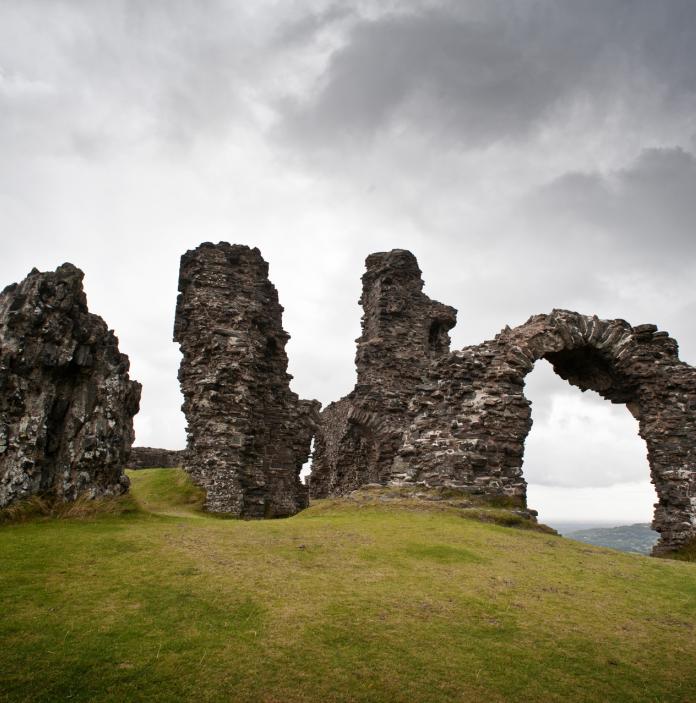 Castle ruins on a hillside