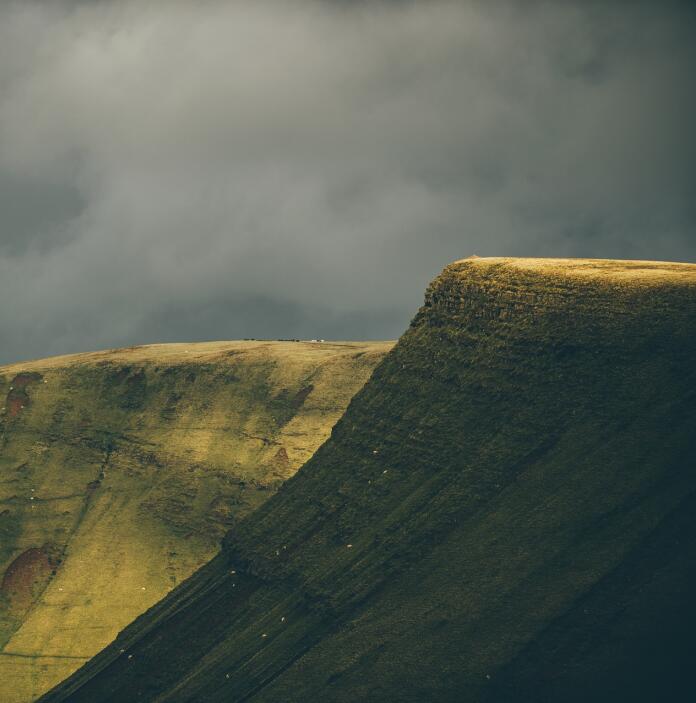 The green peaks of the Brecon Beacons, South Wales.