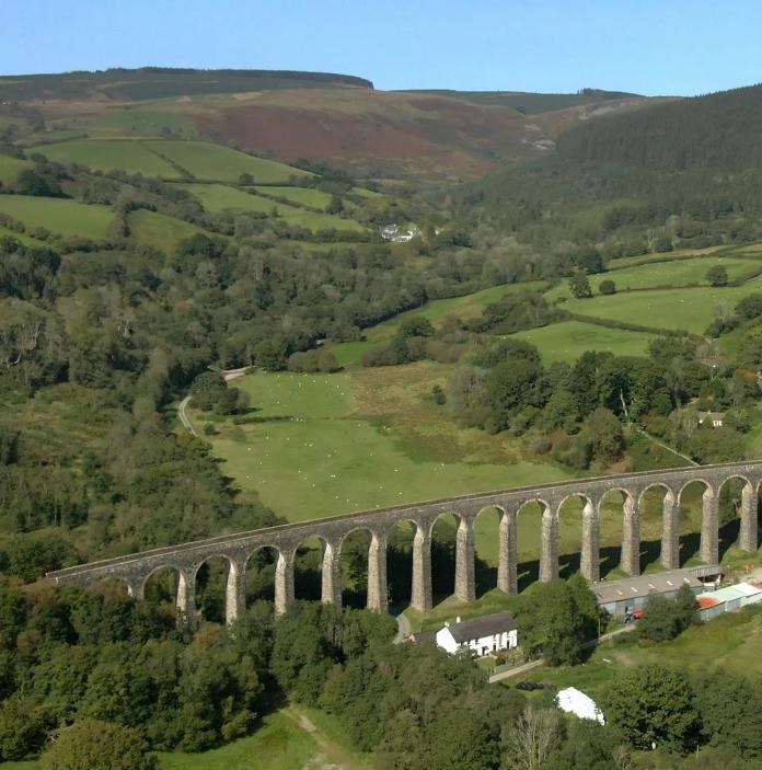 Aerial shot of a viaduct.
