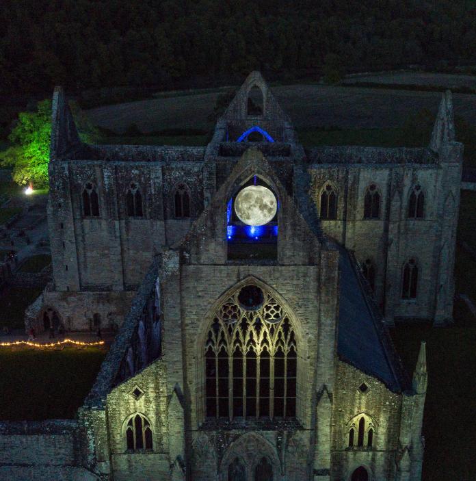 Night shot of Tintern Abbey.