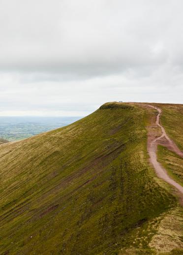View of Pen y Fan mountain and other mountain peaks in the background