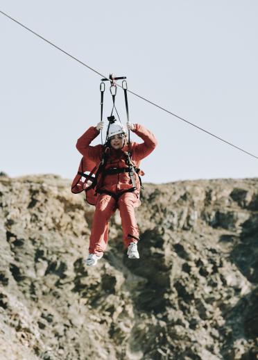 Woman on zip wire
