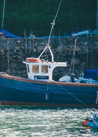Fishing boat in harbour.