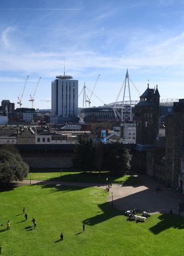 View of Cardiff  from Cardiff Castle grounds