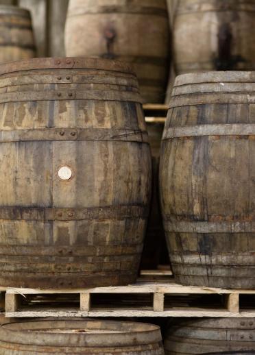 Barrels in the Penderyn distillery.