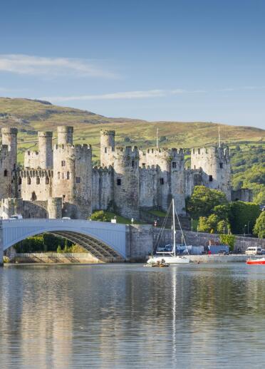 A view overlooking the water towards Conwy Castle 
