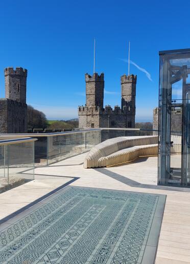 Aussichtsplattform im Caernarfon Castle.