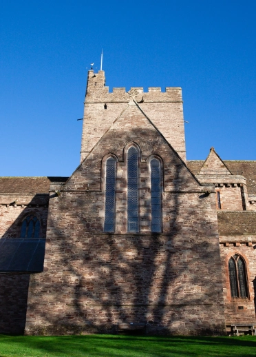 Exterior shot of Brecon Cathedral.