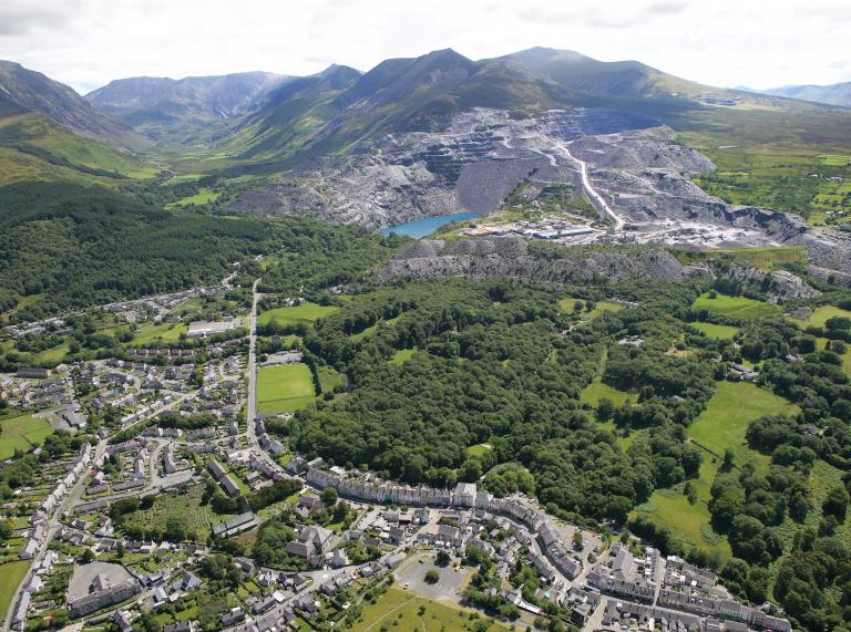 The village of Bethesda overlooked by Penrhyn Slate Quarry.
