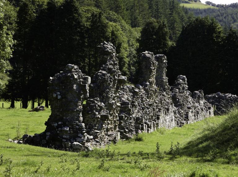 Die Ruine Abbey Cwmhir, Mittelwales.