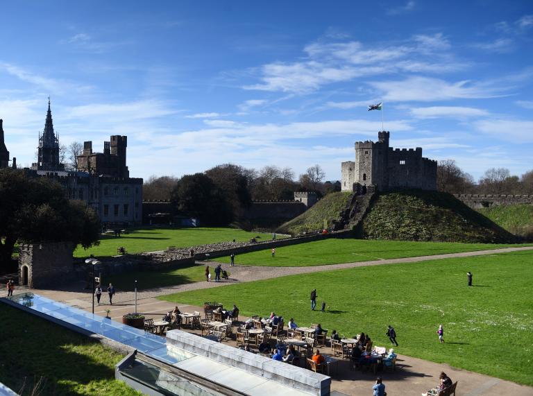 View of Cardiff Castle – Norman fortress and fairytale castle.