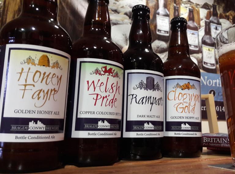 Selection of Bragdy Conwy Brewery bottles of beer.