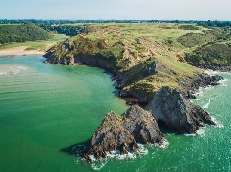 Three Cliffs Bay, Gower, from above.