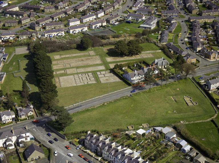 aerial view of remains of Roman Fort 