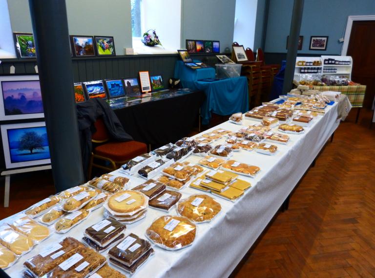 long table of baked produce